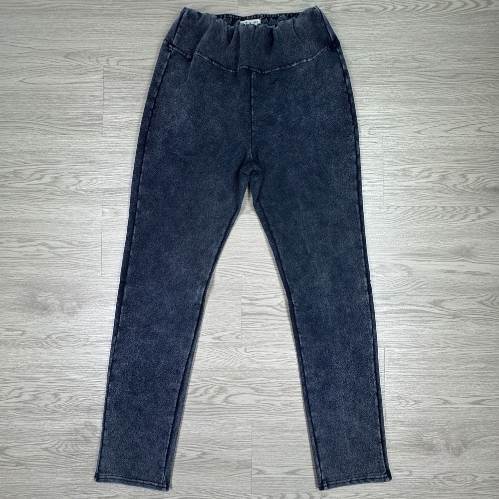 Earthbound Women's Leggings Acid Wash Blue Medium Pull On Stretch Cotton‎ Blend